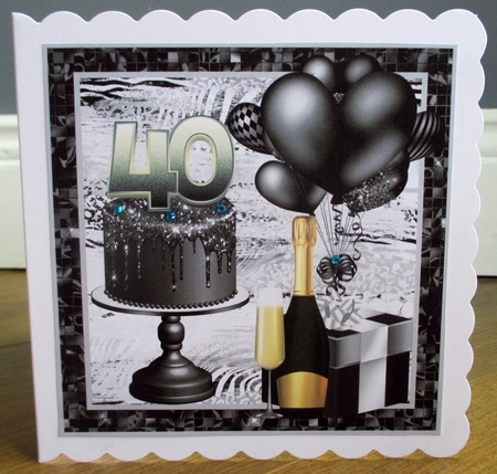 Black and white 40th Birthday card front by Johanna Lambert