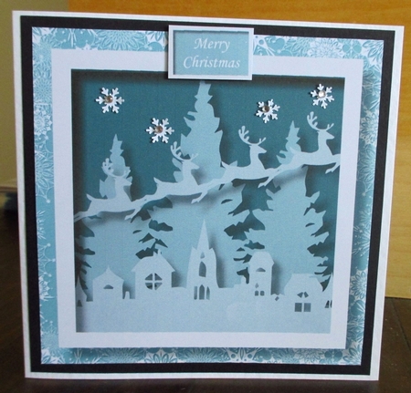 Christmas Faux Papercut Flying Reindeer No Flowers by Johanna Lambert