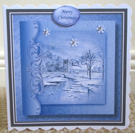 Christmas Monochrome Blue No Flowers - Church by Johanna Lambert