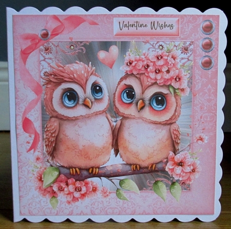 Pink Valentine Owls 1 by Johanna Lambert