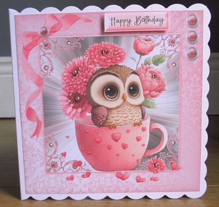 Pink Valentine Owl 2 by Johanna Lambert