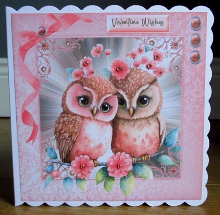 Pink Valentine Owls 4 by Johanna Lambert
