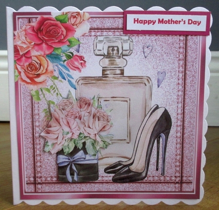 Pretty Flowers with Ladies Accessories Denim Pink card 8x8 by Johanna Lambert