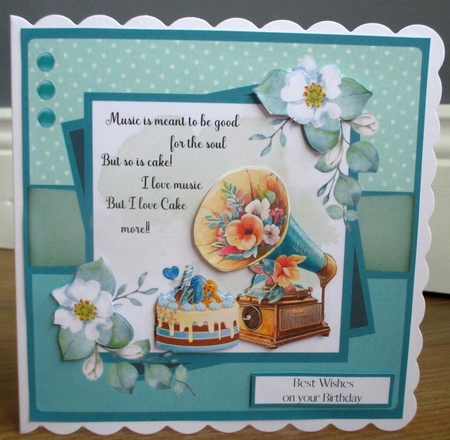 Music is Good for the Soul, But so is Cake  (7x7 inch square card) by Johanna Lambert