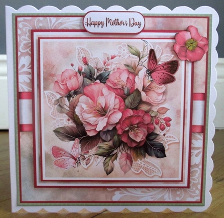 Wild Pink Roses Card Front Kit by Johanna Lambert