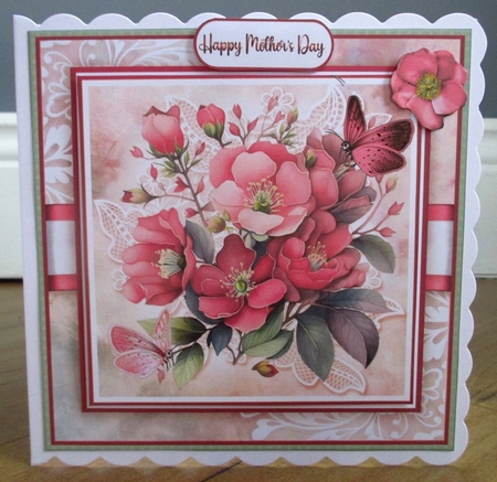 Wild Pink Roses Card Front Kit by Johanna Lambert