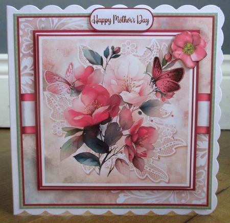 Wild Pink Roses Card Front Kit by Johanna Lambert