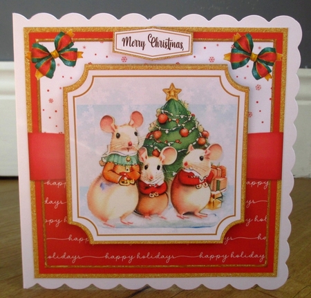Happy Christmas Mice Card Topper Kit by Johanna Lambert