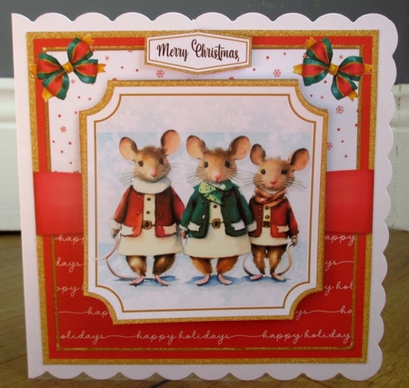 Happy Christmas Mice Card Topper Kit by Johanna Lambert