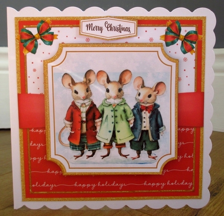 Happy Christmas Mice Card Topper Kit by Johanna Lambert