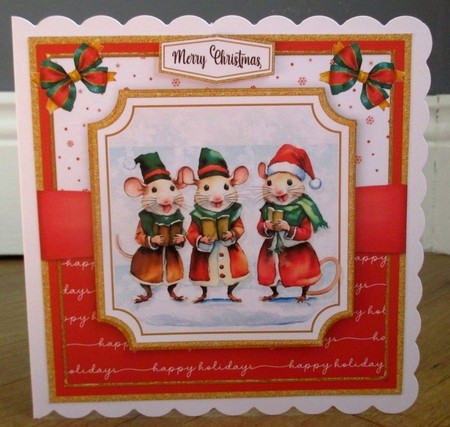 Happy Christmas Mice Card Topper Kit by Johanna Lambert