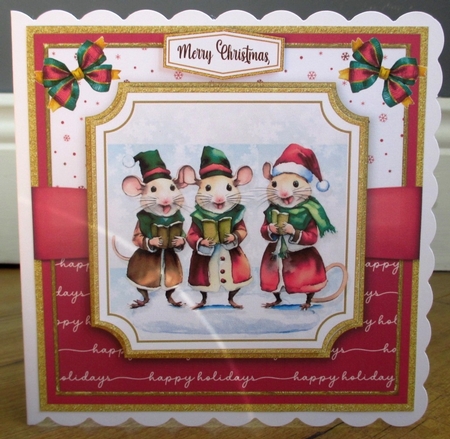 Happy Christmas Mice Card Topper Kit-3 by Johanna Lambert