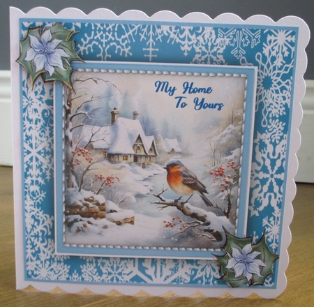 8x8 Mini Kit, Beautiful Robin and Christmas Scene by Johanna Lambert
