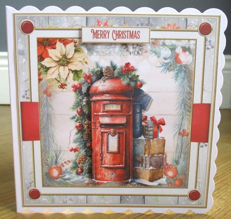 Vintage Christmas Postbox Decoupage 7x7ins kit 2 by Johanna Lambert