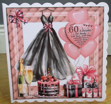 Ladies Birthday age 40/50/60 heart balloon card front by Johanna Lambert