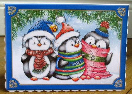 Cute Penguin Trio Holiday Toppers by Johanna Lambert