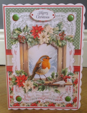 Robins and Poinsettias with Decoupage 7x5 inch Bumper Set by Johanna Lambert