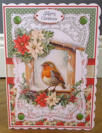 Robins and Poinsettias with Decoupage 7x5 inch Bumper Set by Johanna Lambert