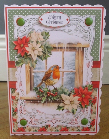Robins and Poinsettias with Decoupage 7x5 inch Bumper Set by Johanna Lambert