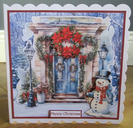 Christmas door 7x7 card, sentiment tiles, decoupage, insert and gift tags by Johanna Lambert
