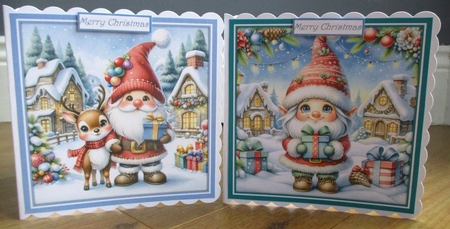 Christmas gnomes CARD FRONTS by Johanna Lambert