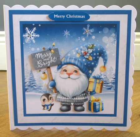 Christmas Gnome  Decoupage Card Mini Kit 7x7 by Johanna Lambert