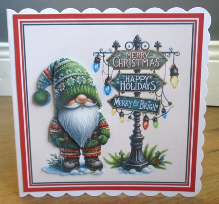 Christmas Gnome 3D decoupage sheet card topper by Johanna Lambert