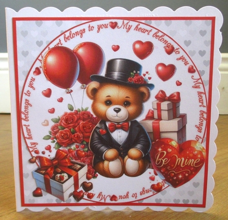 7x7 red teddy Valentine choice of four mini kit by Johanna Lambert
