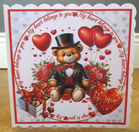 7x7 red teddy Valentine choice of four mini kit by Johanna Lambert