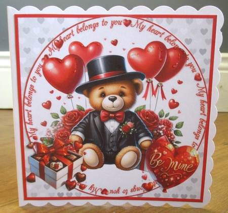 7x7 red teddy Valentine choice of four mini kit by Johanna Lambert