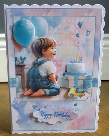 Little Boy Birthday Candles A5 Topper and Decoupage by Johanna Lambert