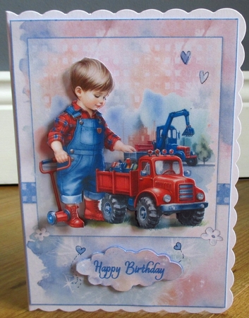 Little Boys Best Birthday Present A5 Topper and Decoupage by Johanna Lambert