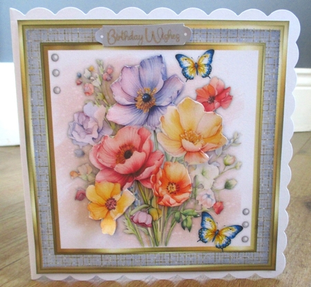 Gorgeous 6x6 Mixed Posy and Butterfly card  by Johanna Lambert