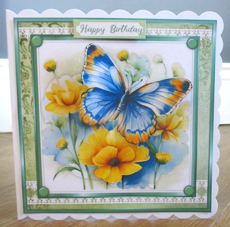 Gorgeous 6x6 Blue  Butterfly card  by Johanna Lambert
