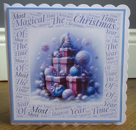 NEW* Word Art Border Card Magical Christmas Gifts. 9 Piece 7x7 Complete Kit by Johanna Lambert