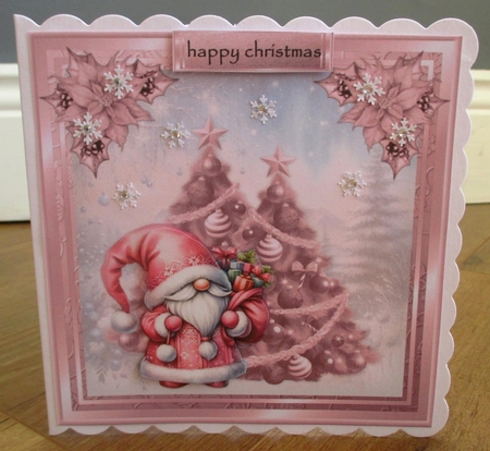 Cute  Santa Gnome In Pink by Johanna Lambert
