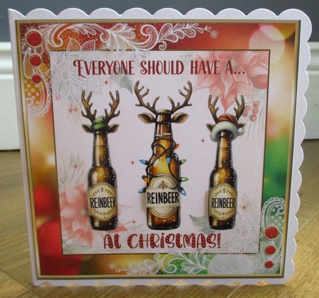 Christmas Reinbeer 7x7ins topper by Johanna Lambert
