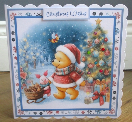 12 Christmas Pooh Bear and Piglet Card Fronts 8 x 8 JPEG by Johanna Lambert