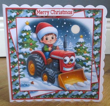 little Festive tractor boy by Johanna Lambert