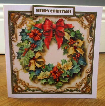 Christmas Wreath Vintage Quick Card by Johanna Lambert