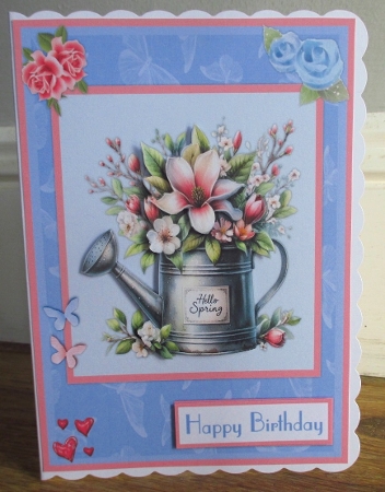 Watering can with flowers greeting card by Johanna Lambert