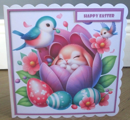 Cute Easter Bunny Taking A Nap 2 Quick Card by Johanna Lambert