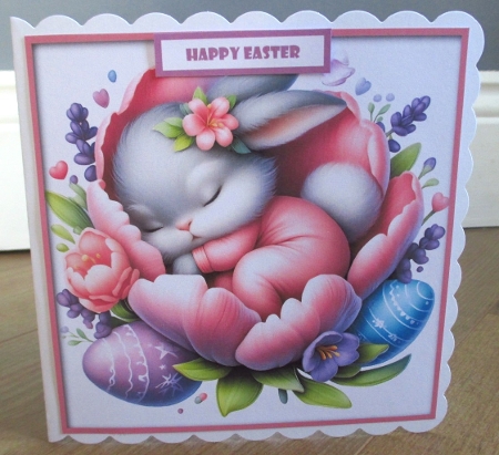 Cute Easter Bunny Taking A Nap 3 Quick Card by Johanna Lambert