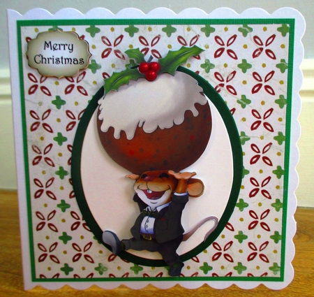 Christmas Pudding Mouse Decoupage Sheet. by Johanna Lambert