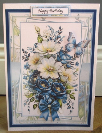 Beautiful Blue Bouquet With Set Of 3 Card Fronts by Johanna Lambert