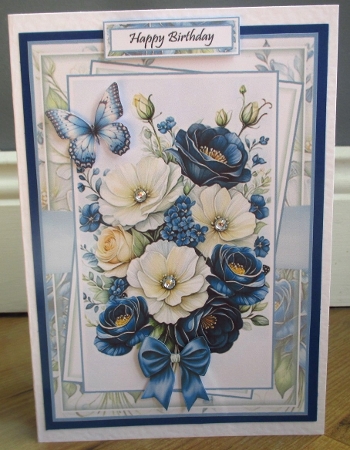Beautiful Blue Bouquet With Set Of 3 Card Fronts by Johanna Lambert