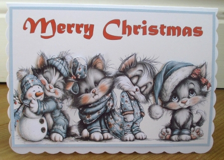 Christmas Cats Waiting For Santa A5 Card by Johanna Lambert