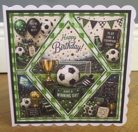 Soccer Birthday Card Topper with Champion Trophy and Team Spirit Elements by Johanna Lambert