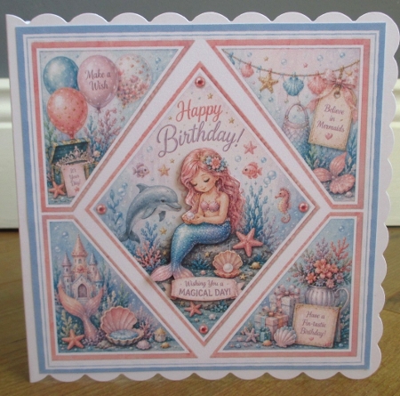 Magical Mermaid Birthday Card Topper with Cute Underwater Elements by Johanna Lambert