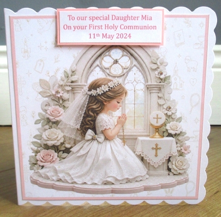Girls 1st Communion Shaped 7 x 7 Card by Johanna Lambert